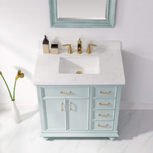 Load image into Gallery viewer, Vinnova Vanity Vinnova Charlotte 36&quot; Vanity in Finnish Green with Carrara White Composite Stone Countertop With Mirror