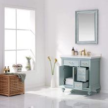 Load image into Gallery viewer, Vinnova Vanity Vinnova Charlotte 36&quot; Vanity in Finnish Green with Carrara White Composite Stone Countertop With Mirror