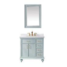 Load image into Gallery viewer, Vinnova Vanity Vinnova Charlotte 36&quot; Vanity in Finnish Green with Carrara White Composite Stone Countertop With Mirror