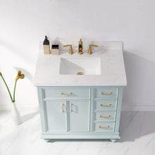 Load image into Gallery viewer, Vinnova Vanity Vinnova Charlotte 36&quot; Vanity in Finnish Green with Carrara White Composite Stone Countertop Without Mirror
