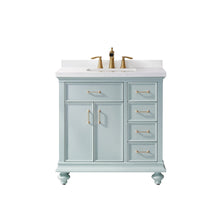 Load image into Gallery viewer, Vinnova Vanity Vinnova Charlotte 36&quot; Vanity in Finnish Green with Carrara White Composite Stone Countertop Without Mirror