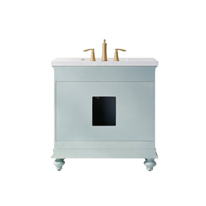 Vinnova Vanity Vinnova Charlotte 36" Vanity in Finnish Green with Carrara White Composite Stone Countertop Without Mirror