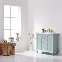 Load image into Gallery viewer, Vinnova Vanity Vinnova Charlotte 36&quot; Vanity in Finnish Green with Carrara White Composite Stone Countertop Without Mirror