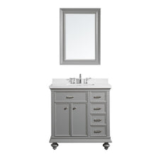Load image into Gallery viewer, Vinnova Vanity Vinnova Charlotte 36&quot; Vanity in Grey with Carrara Quartz Stone Top With Mirror