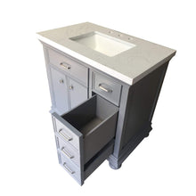 Load image into Gallery viewer, Vinnova Vanity Vinnova Charlotte 36&quot; Vanity in Grey with Carrara Quartz Stone Top With Mirror