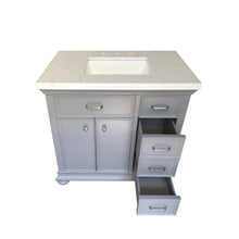 Load image into Gallery viewer, Vinnova Vanity Vinnova Charlotte 36&quot; Vanity in Grey with Carrara Quartz Stone Top With Mirror