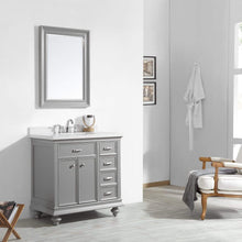 Load image into Gallery viewer, Vinnova Vanity Vinnova Charlotte 36&quot; Vanity in Grey with Carrara Quartz Stone Top With Mirror
