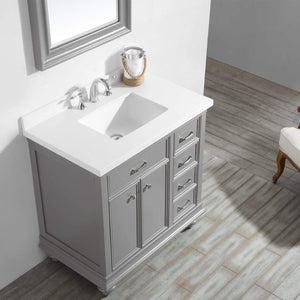 Vinnova Vanity Vinnova Charlotte 36" Vanity in Grey with Carrara Quartz Stone Top With Mirror