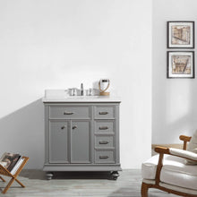 Load image into Gallery viewer, Vinnova Vanity Vinnova Charlotte 36&quot; Vanity in Grey with Carrara Quartz Stone Top Without Mirror