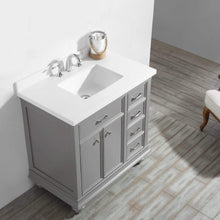 Load image into Gallery viewer, Vinnova Vanity Vinnova Charlotte 36&quot; Vanity in Grey with Carrara Quartz Stone Top Without Mirror