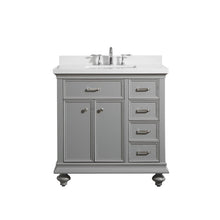 Load image into Gallery viewer, Vinnova Vanity Vinnova Charlotte 36&quot; Vanity in Grey with Carrara Quartz Stone Top Without Mirror