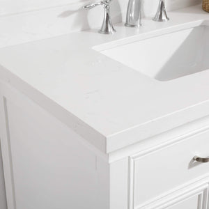 Vinnova Vanity Vinnova Charlotte 36" Vanity in White with Carrara Quartz Stone Top With Mirror