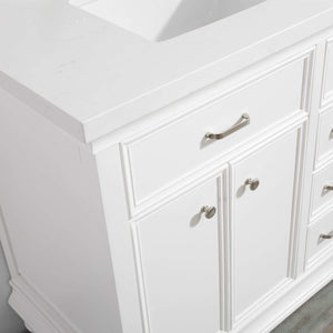 Vinnova Vanity Vinnova Charlotte 36" Vanity in White with Carrara Quartz Stone Top With Mirror