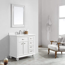Load image into Gallery viewer, Vinnova Vanity Vinnova Charlotte 36&quot; Vanity in White with Carrara Quartz Stone Top With Mirror