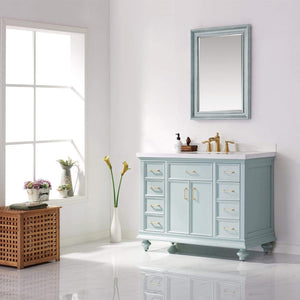 Vinnova Vanity Vinnova Charlotte 48" Vanity in Finnish Green with Carrara White Composite Stone Countertop With Mirror