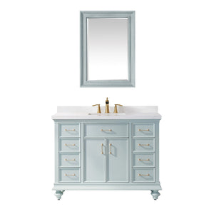 Vinnova Vanity Vinnova Charlotte 48" Vanity in Finnish Green with Carrara White Composite Stone Countertop With Mirror