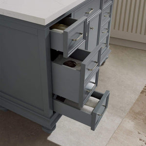 Vinnova Vanity Vinnova Charlotte 48" Vanity in Grey with Carrara Quartz Stone Top With Mirror