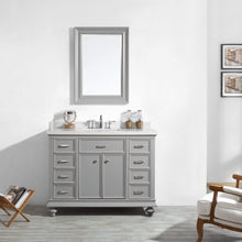 Load image into Gallery viewer, Vinnova Vanity Vinnova Charlotte 48&quot; Vanity in Grey with Carrara Quartz Stone Top With Mirror