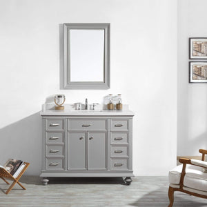 Vinnova Vanity Vinnova Charlotte 48" Vanity in Grey with Carrara Quartz Stone Top With Mirror