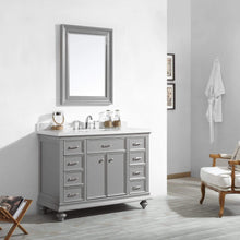 Load image into Gallery viewer, Vinnova Vanity Vinnova Charlotte 48&quot; Vanity in Grey with Carrara Quartz Stone Top With Mirror