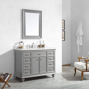 Vinnova Vanity Vinnova Charlotte 48" Vanity in Grey with Carrara Quartz Stone Top With Mirror