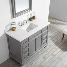 Load image into Gallery viewer, Vinnova Vanity Vinnova Charlotte 48&quot; Vanity in Grey with Carrara Quartz Stone Top With Mirror