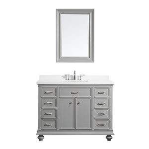 Vinnova Vanity Vinnova Charlotte 48" Vanity in Grey with Carrara Quartz Stone Top With Mirror