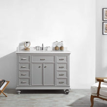 Load image into Gallery viewer, Vinnova Vanity Vinnova Charlotte 48&quot; Vanity in Grey with Carrara Quartz Stone Top  Without Mirror