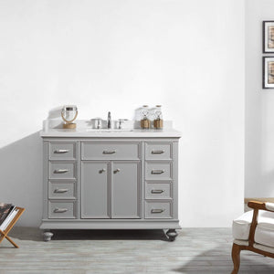 Vinnova Vanity Vinnova Charlotte 48" Vanity in Grey with Carrara Quartz Stone Top  Without Mirror