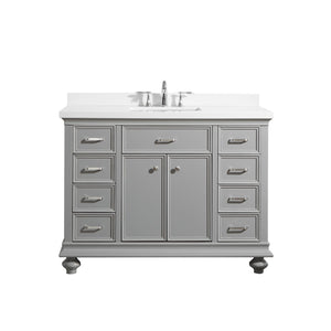 Vinnova Vanity Vinnova Charlotte 48" Vanity in Grey with Carrara Quartz Stone Top  Without Mirror