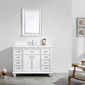 Vinnova Vanity Vinnova Charlotte 48" Vanity in White with Carrara Quartz Stone Top With Mirror