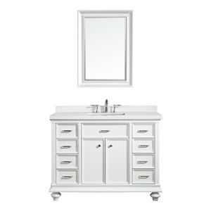 Vinnova Vanity Vinnova Charlotte 48" Vanity in White with Carrara Quartz Stone Top With Mirror