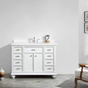 Vinnova Vanity Vinnova Charlotte 48" Vanity in White with Carrara Quartz Stone Top  Without Mirror