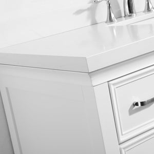 Vinnova Vanity Vinnova Charlotte 48" Vanity in White with Carrara Quartz Stone Top  Without Mirror