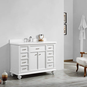 Vinnova Vanity Vinnova Charlotte 48" Vanity in White with Carrara Quartz Stone Top  Without Mirror