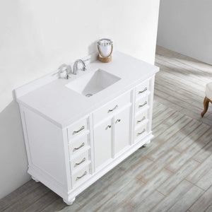 Vinnova Vanity Vinnova Charlotte 48" Vanity in White with Carrara Quartz Stone Top  Without Mirror