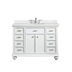Vinnova Vanity Vinnova Charlotte 48" Vanity in White with Carrara Quartz Stone Top  Without Mirror