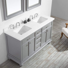 Load image into Gallery viewer, Vinnova Vanity Vinnova Charlotte 60&quot; Double Vanity in Grey with Carrara Quartz Stone Top With Mirror
