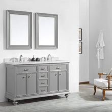 Load image into Gallery viewer, Vinnova Vanity Vinnova Charlotte 60&quot; Double Vanity in Grey with Carrara Quartz Stone Top With Mirror