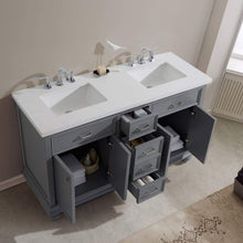 Load image into Gallery viewer, Vinnova Vanity Vinnova Charlotte 60&quot; Double Vanity in Grey with Carrara Quartz Stone Top With Mirror