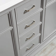 Load image into Gallery viewer, Vinnova Vanity Vinnova Charlotte 60&quot; Double Vanity in Grey with Carrara Quartz Stone Top With Mirror