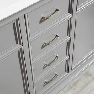 Vinnova Vanity Vinnova Charlotte 60" Double Vanity in Grey with Carrara Quartz Stone Top With Mirror