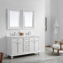 Load image into Gallery viewer, Vinnova Vanity Vinnova Charlotte 60&quot; Double Vanity in White with Carrara Quartz Stone Top With Mirror