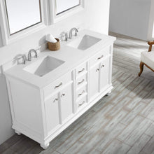 Load image into Gallery viewer, Vinnova Vanity Vinnova Charlotte 60&quot; Double Vanity in White with Carrara Quartz Stone Top With Mirror