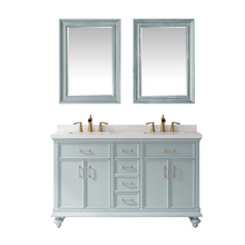 Load image into Gallery viewer, Vinnova Vanity Vinnova Charlotte 60&quot; Vanity in Finnish Green with Carrara White Composite Stone Countertop With Mirror