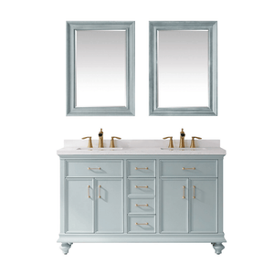 Vinnova Vanity Vinnova Charlotte 60" Vanity in Finnish Green with Carrara White Composite Stone Countertop With Mirror