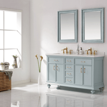 Load image into Gallery viewer, Vinnova Vanity Vinnova Charlotte 60&quot; Vanity in Finnish Green with Carrara White Composite Stone Countertop With Mirror