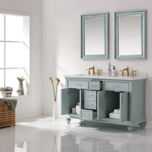 Load image into Gallery viewer, Vinnova Vanity Vinnova Charlotte 60&quot; Vanity in Finnish Green with Carrara White Composite Stone Countertop With Mirror