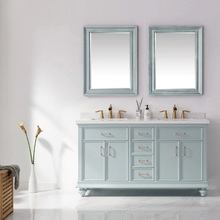 Load image into Gallery viewer, Vinnova Vanity Vinnova Charlotte 60&quot; Vanity in Finnish Green with Carrara White Composite Stone Countertop With Mirror