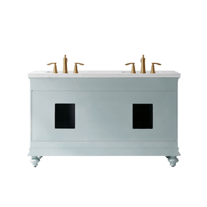 Vinnova Vanity Vinnova Charlotte 60" Vanity in Finnish Green with Carrara White Composite Stone Countertop With Mirror